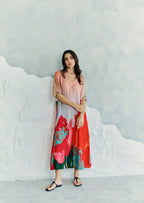 Coral Mirage Floral Long Kaftan