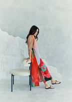 Coral Mirage Floral Long Kaftan With Side Slits