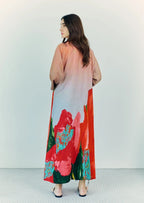 Coral Mirage Floral Long Kimono