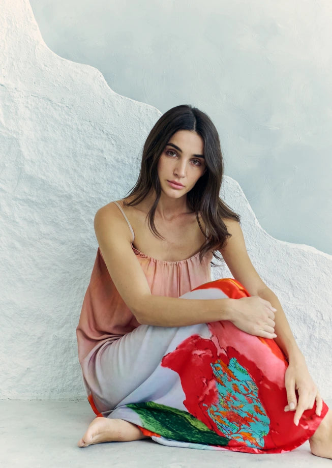 Coral Mirage Floral Maxi Dress