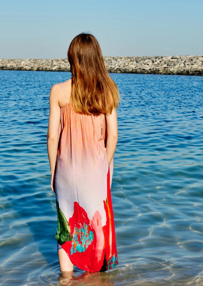 Coral Mirage Floral Maxi Dress