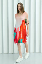 Coral Mirage Floral Short Kaftan