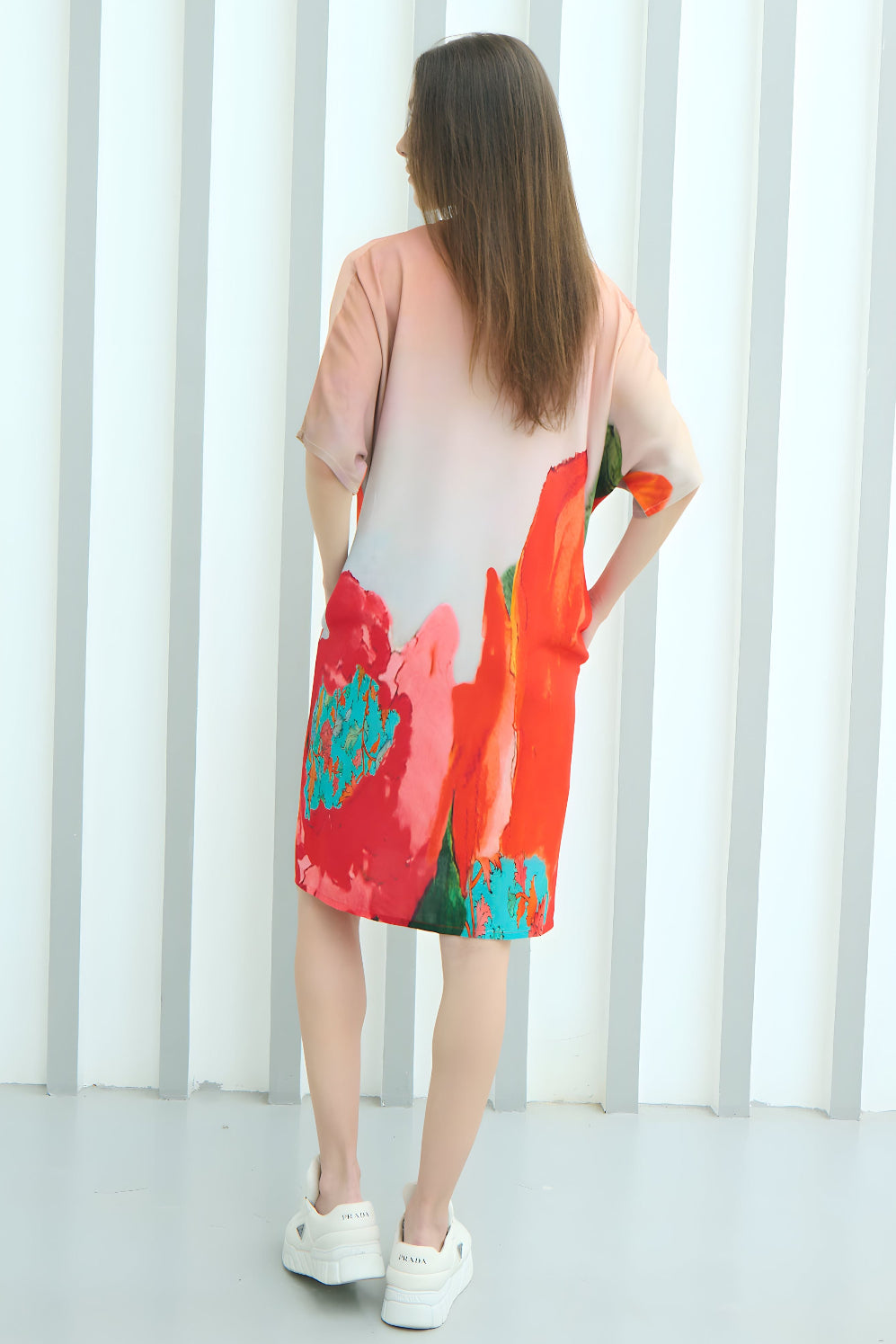 Coral Mirage Floral Short Kaftan