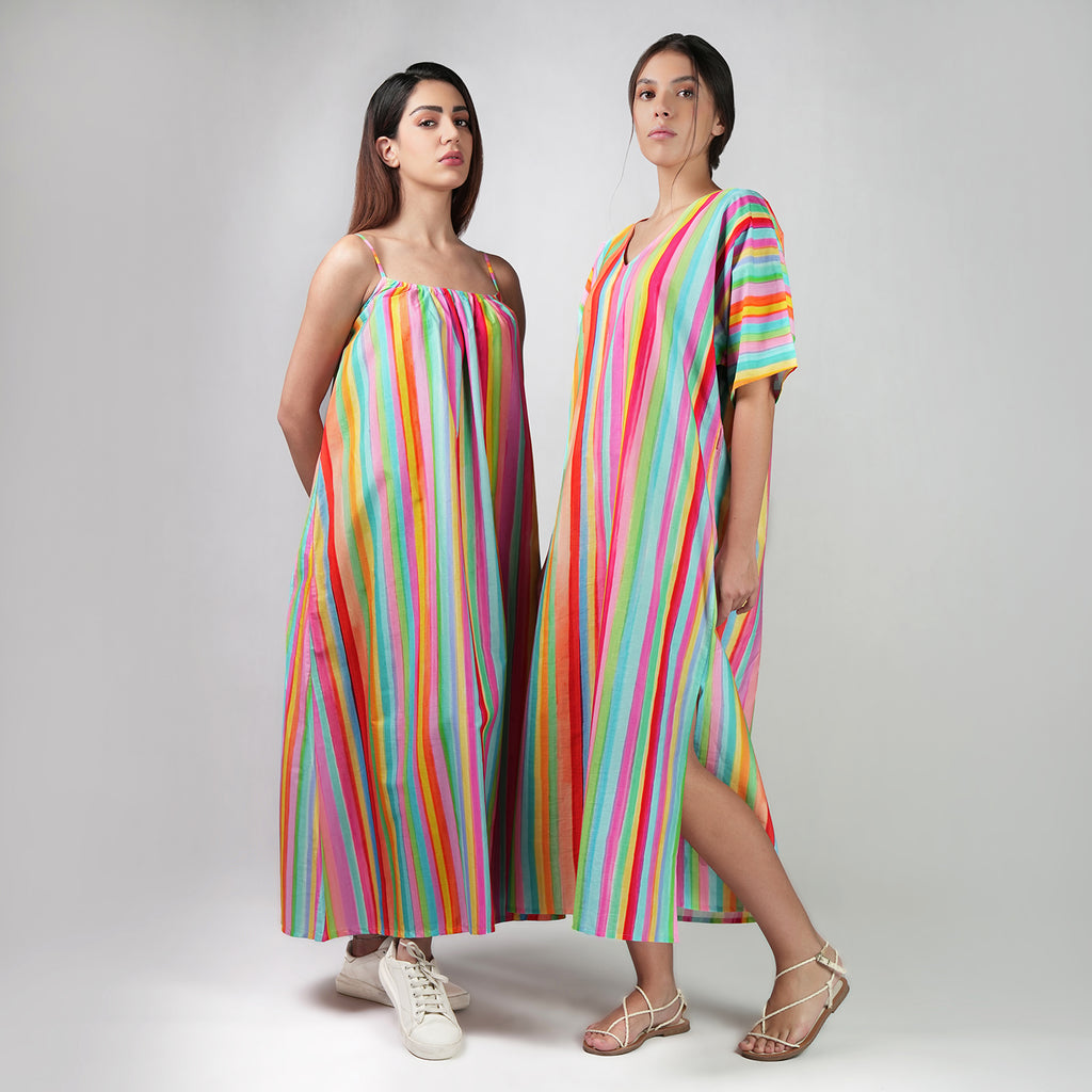 The Palette Colorful Stripes Maxi Dress -Multicolor