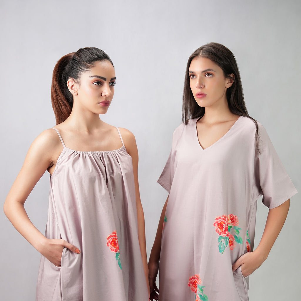 The Floral Archive Rose Print Long Kaftan Dress