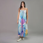 Fleur Botanical Print Maxi Dress Vintage Look - Multicolor