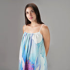 Fleur Botanical Print Maxi Dress Vintage Look - Multicolor