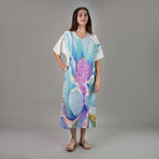 Fleur Botanical Print Maxi Dress Vintage Look - Multicolor