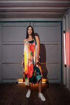 Enigma Abstract Print Spaghetti Strap Maxi Dress