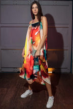 Enigma Abstract Print Spaghetti Strap Maxi Dress