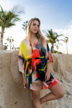 Enigma Abstract Print Multicolor Short Kimono