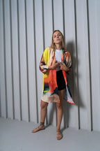 Enigma Abstract Print Multicolor Short Kimono