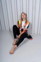 Enigma Abstract Print Multicolor Short Kimono