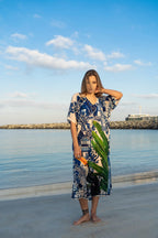 Harmony Bird Print Long Kaftan Dress