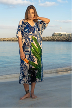Harmony Bird Print Long Kaftan Dress