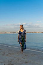 Harmony Bird Print Long Kaftan Dress