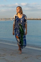 Harmony Bird Print Long Kaftan Dress