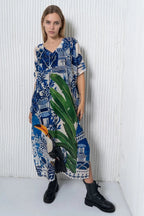 Harmony Bird Print Long Kaftan Dress
