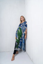 Harmony Bird Print Long Kaftan Dress