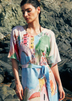 La Riviera Multicolor Long Kaftan With Side Slits