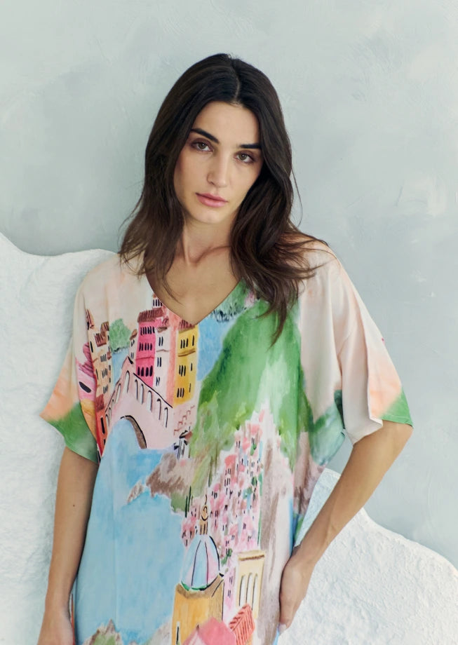 La Riviera Multicolor Long Kaftan With Side Slits