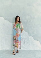 La Riviera Multicolor Long Kaftan With Side Slits