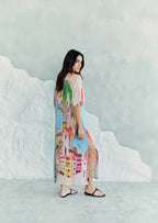 La Riviera Multicolor Long Kaftan With Side Slits