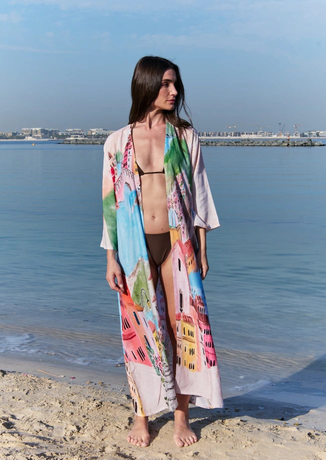 La Riviera Multicolor Long Kimono