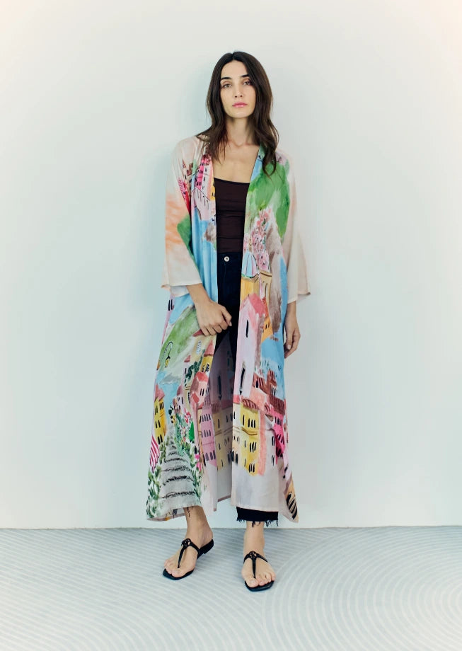La Riviera Multicolor Long Kimono