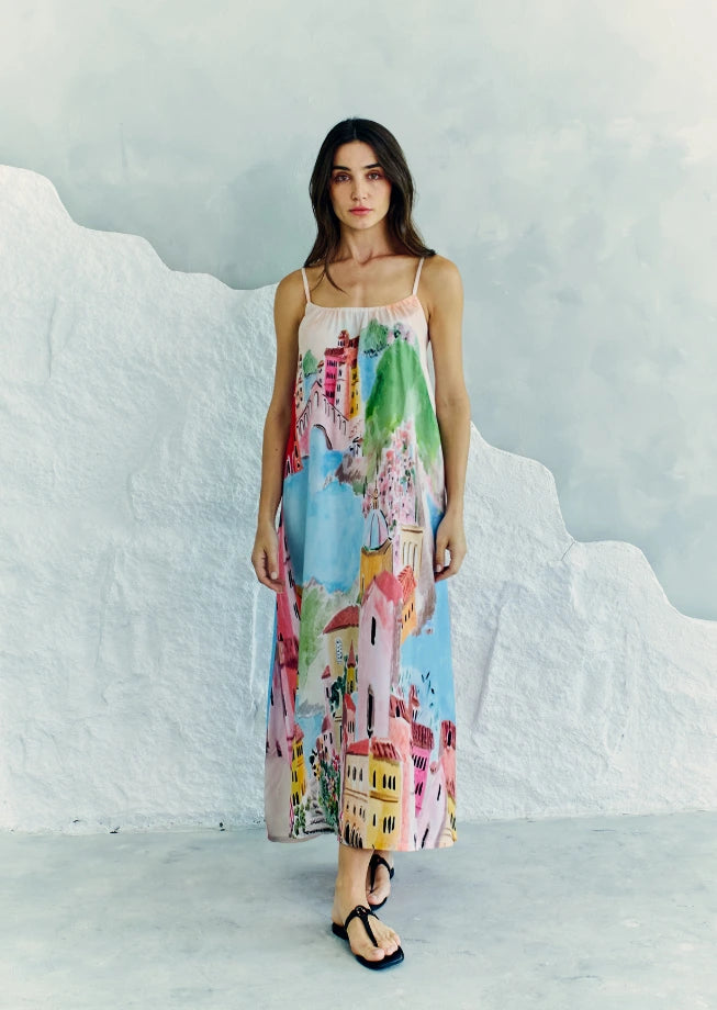 La Riviera Multicolour Spaghetti Strap Maxi Dress