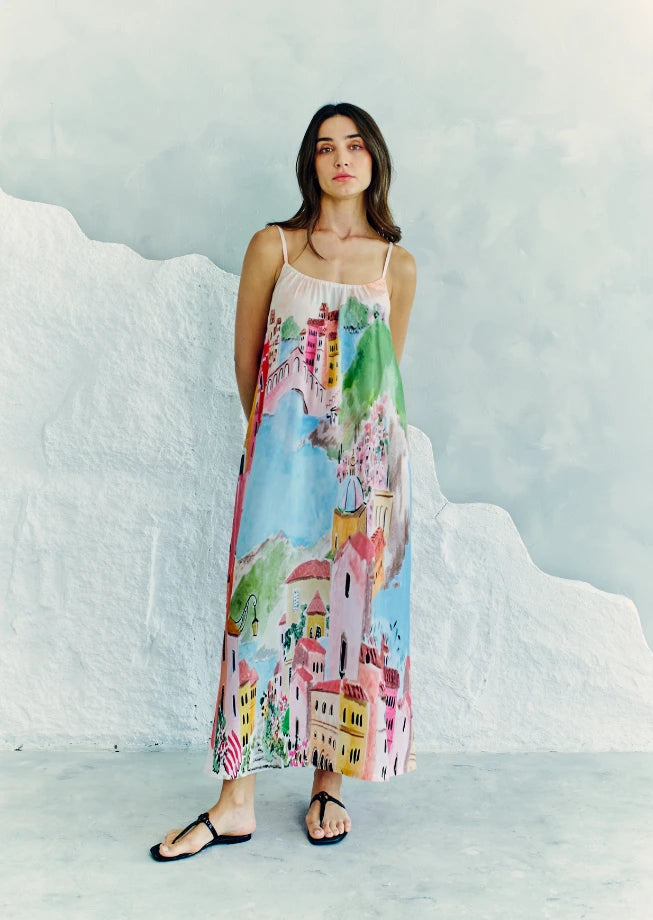 La Riviera Multicolour Spaghetti Strap Maxi Dress