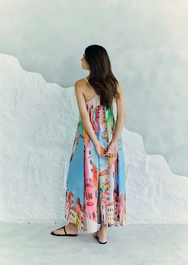 La Riviera Multicolour Spaghetti Strap Maxi Dress