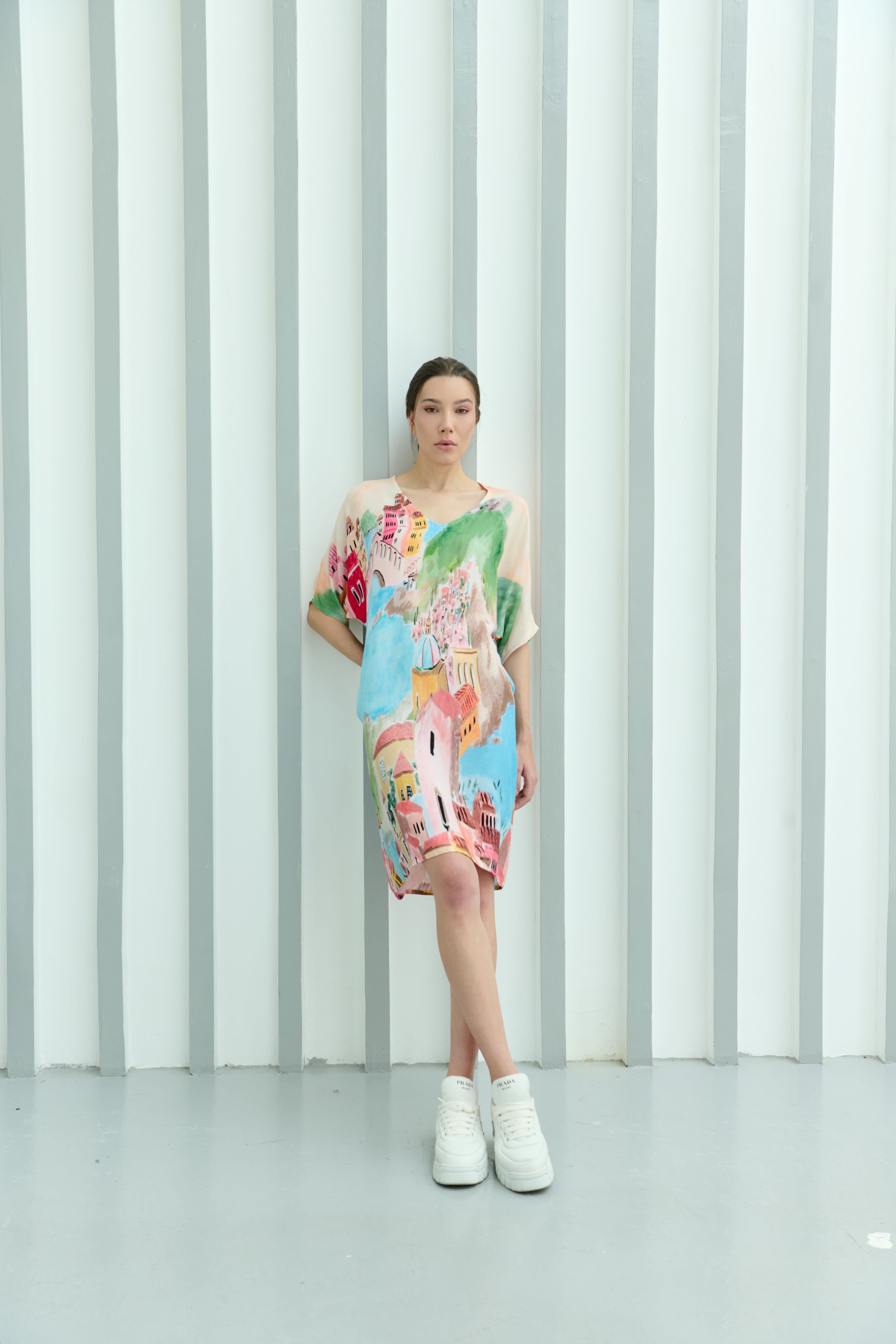 La Riviera Multicolor Short Kaftan Dress