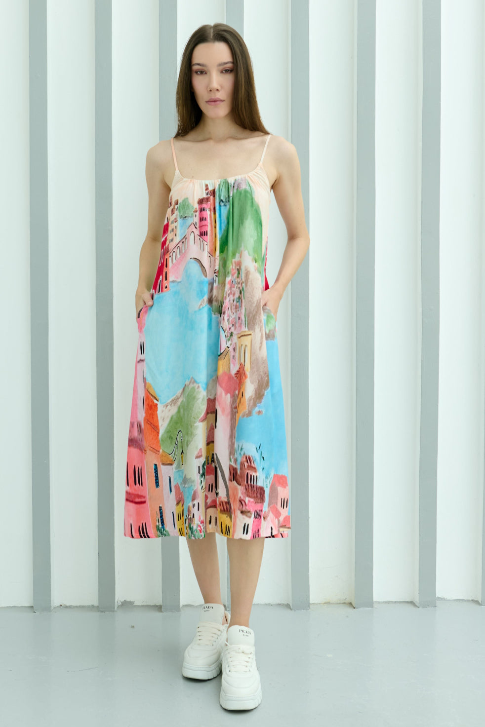 La Riviera Multicolor Spaghetti Strap Dress