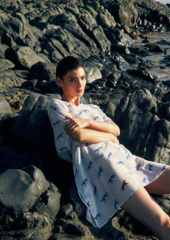 Leopard Luxe Printed Sheer Short Kaftan