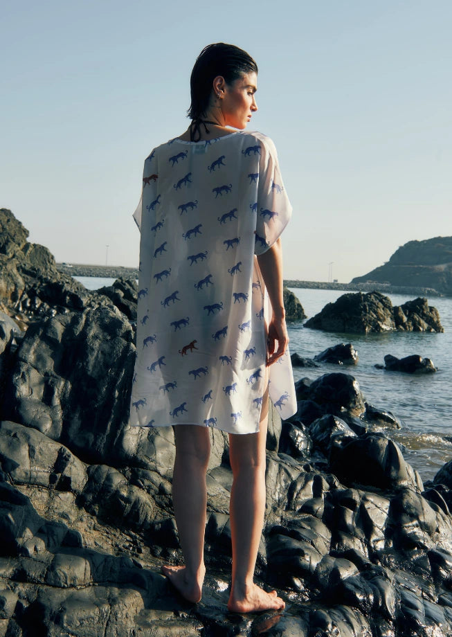 Leopard Luxe Printed Sheer Short Kaftan