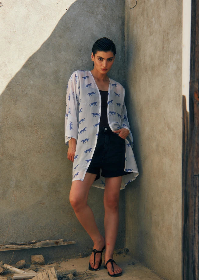 Leopard Luxe Printed Sheer Short Kimono