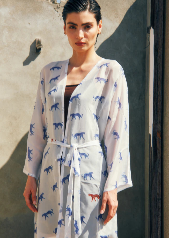 Leopard Luxe Printed Sheer Short Kimono
