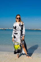 Neon Drive Car Abstract Print Long Kimono