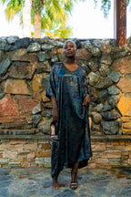 Shadow Of Sequin Shimmer Rainbow Black Long Kaftan - Party Dress