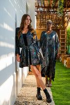 Shadow Of Sequin Shimmer Rainbow Black Long Kaftan - Party Dress