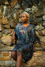 Shadow Of Sequin Shimmer Rainbow Black Short Kaftan - Party Dress