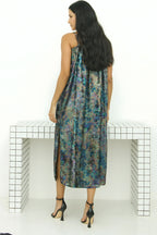 Shadow Of Sequin Shimmer Rainbow Black Maxi Dress