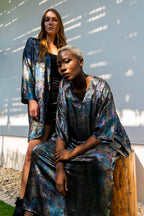 Shadow Of Sequin Shimmer Rainbow Black Short Kimono