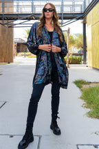 Shadow Of Sequin Shimmer Rainbow Black Short Kimono