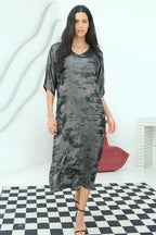 Shadow of Sequin Shimmer Black Long Kaftan with Side Slit Dress