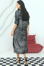 Shadow of Sequin Shimmer Black Long Kaftan with Side Slit Dress