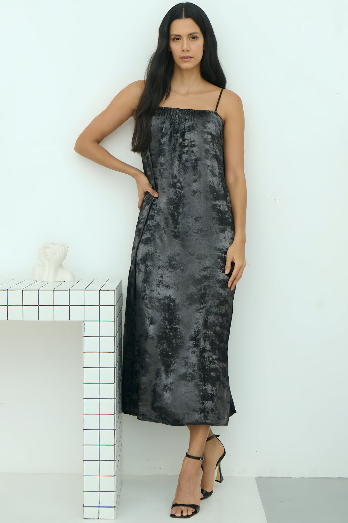 Dhara Sheth Dubai Shadow of Sequin Shimmer Black Maxi Dress