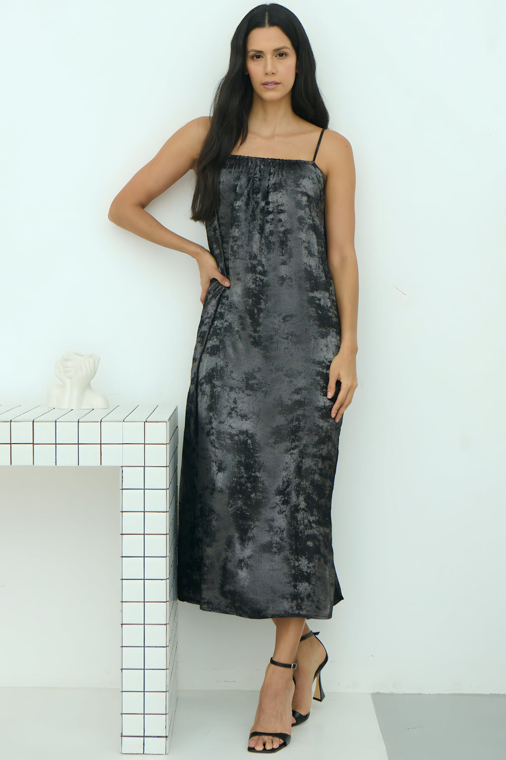 Shadow of Sequin Shimmer Black Maxi Dress