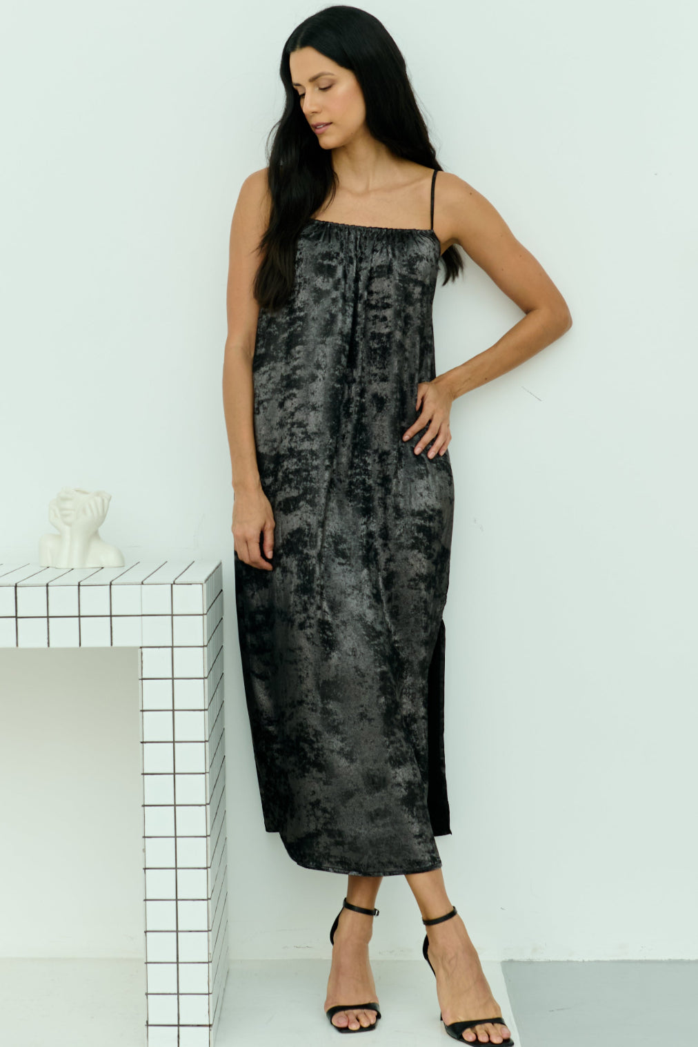 Shadow of Sequin Shimmer Black Maxi Dress